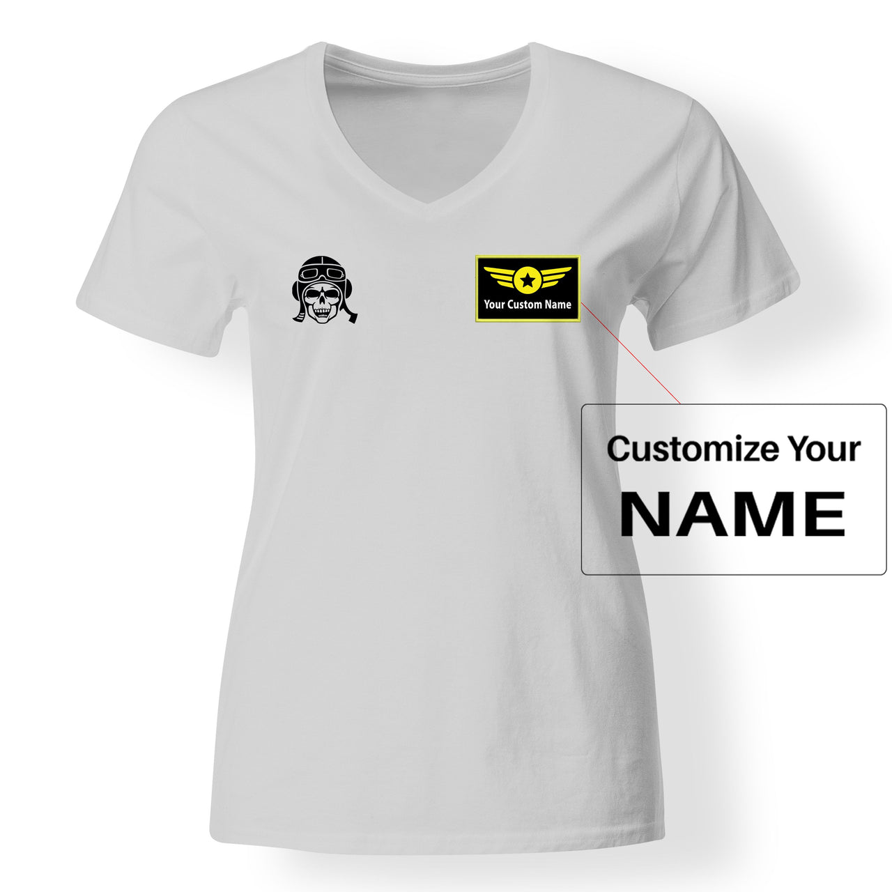 Skeleton Pilot Designed V-Neck T-Shirts