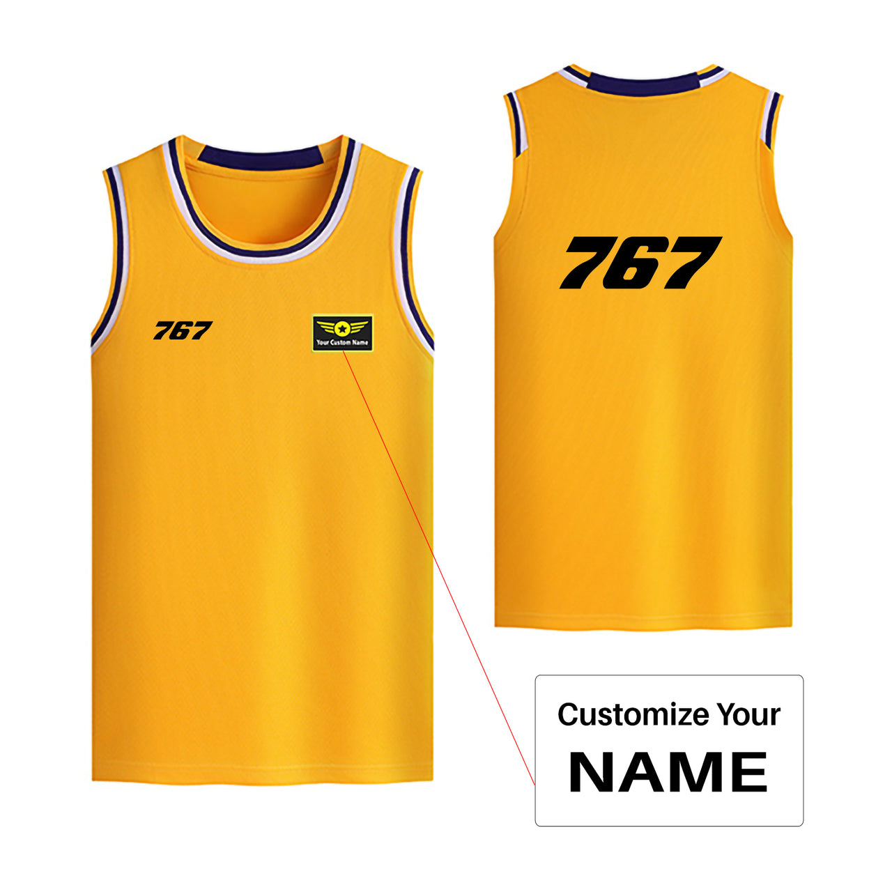 767 Flat Text Designed Basketball Style Sports Tank Tops