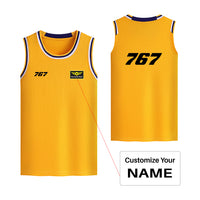 Thumbnail for 767 Flat Text Designed Basketball Style Sports Tank Tops