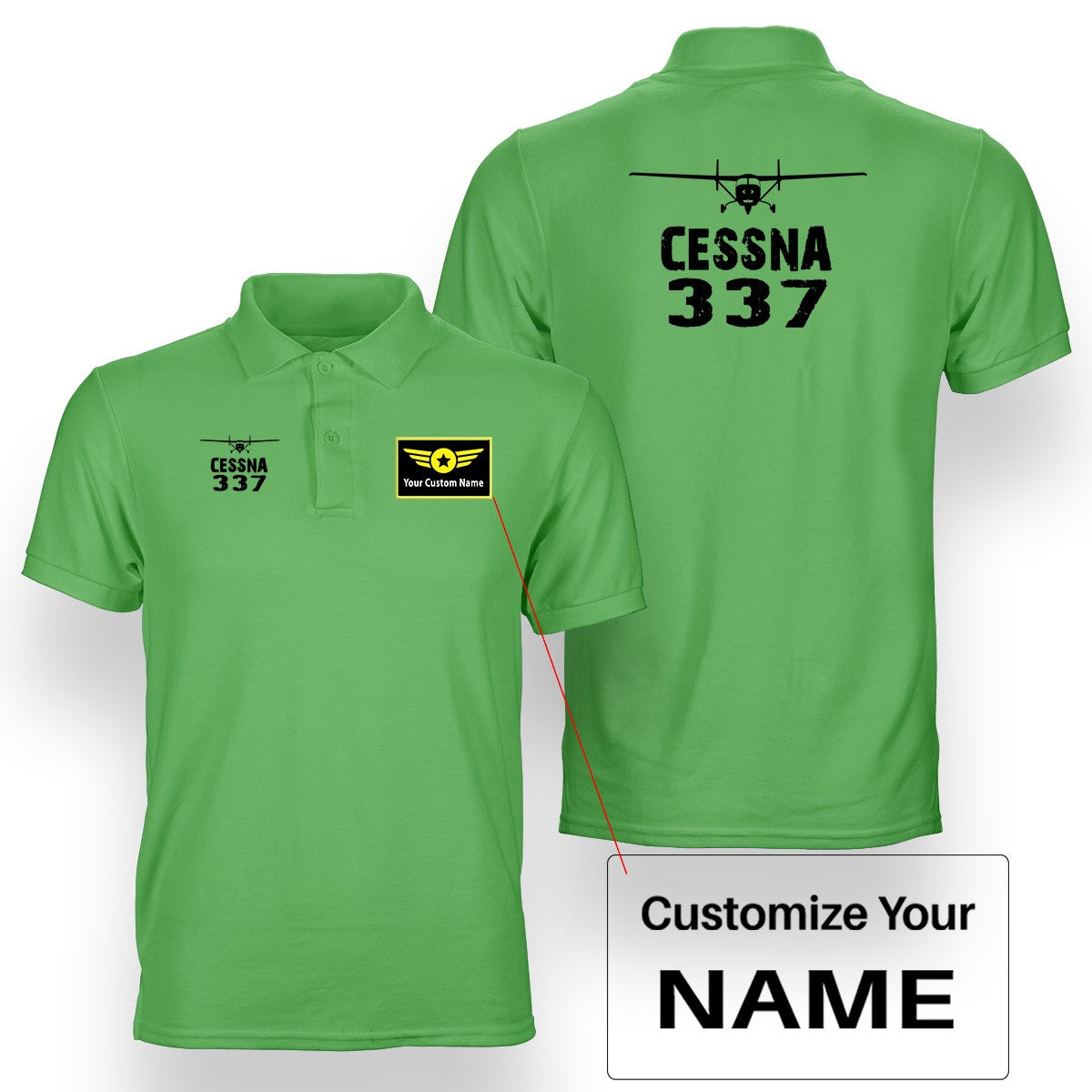 Cessna 337 & Plane Designed Double Side Polo T-Shirts