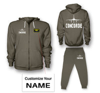 Thumbnail for Concorde & Plane Designed Zipped Hoodies & Sweatpants Set