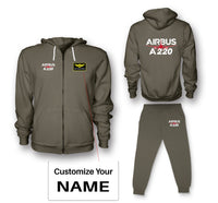 Thumbnail for Amazing Airbus A220 Designed Zipped Hoodies & Sweatpants Set