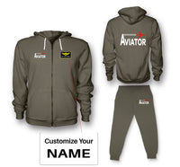 Thumbnail for Aviator Designed Zipped Hoodies & Sweatpants Set