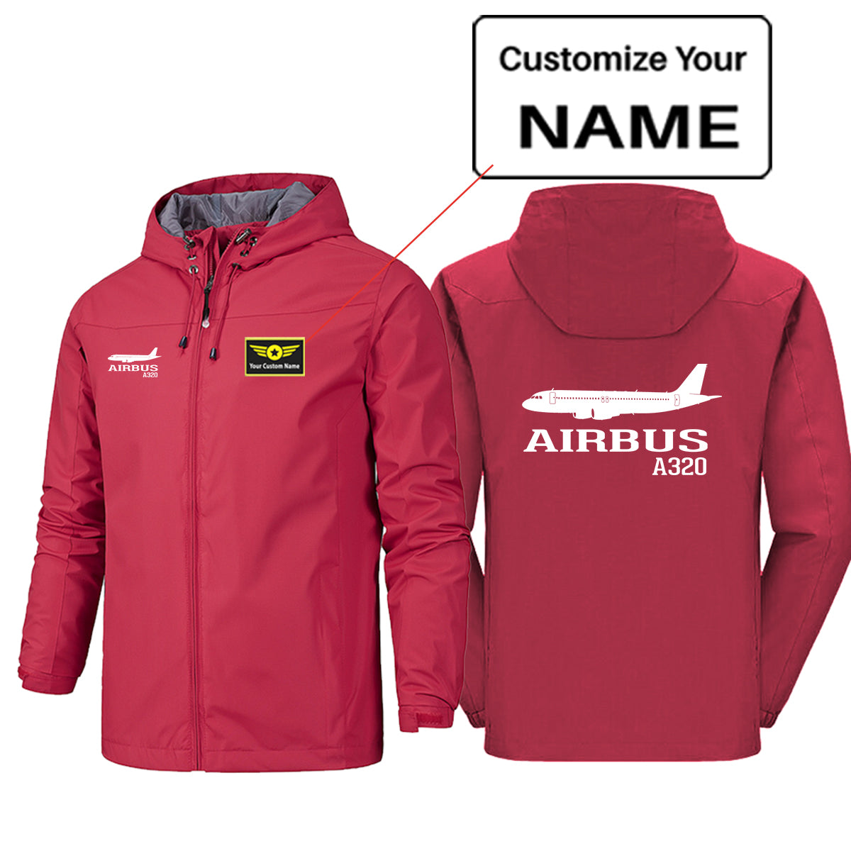 Airbus A320 Printed Designed Rain Jackets & Windbreakers