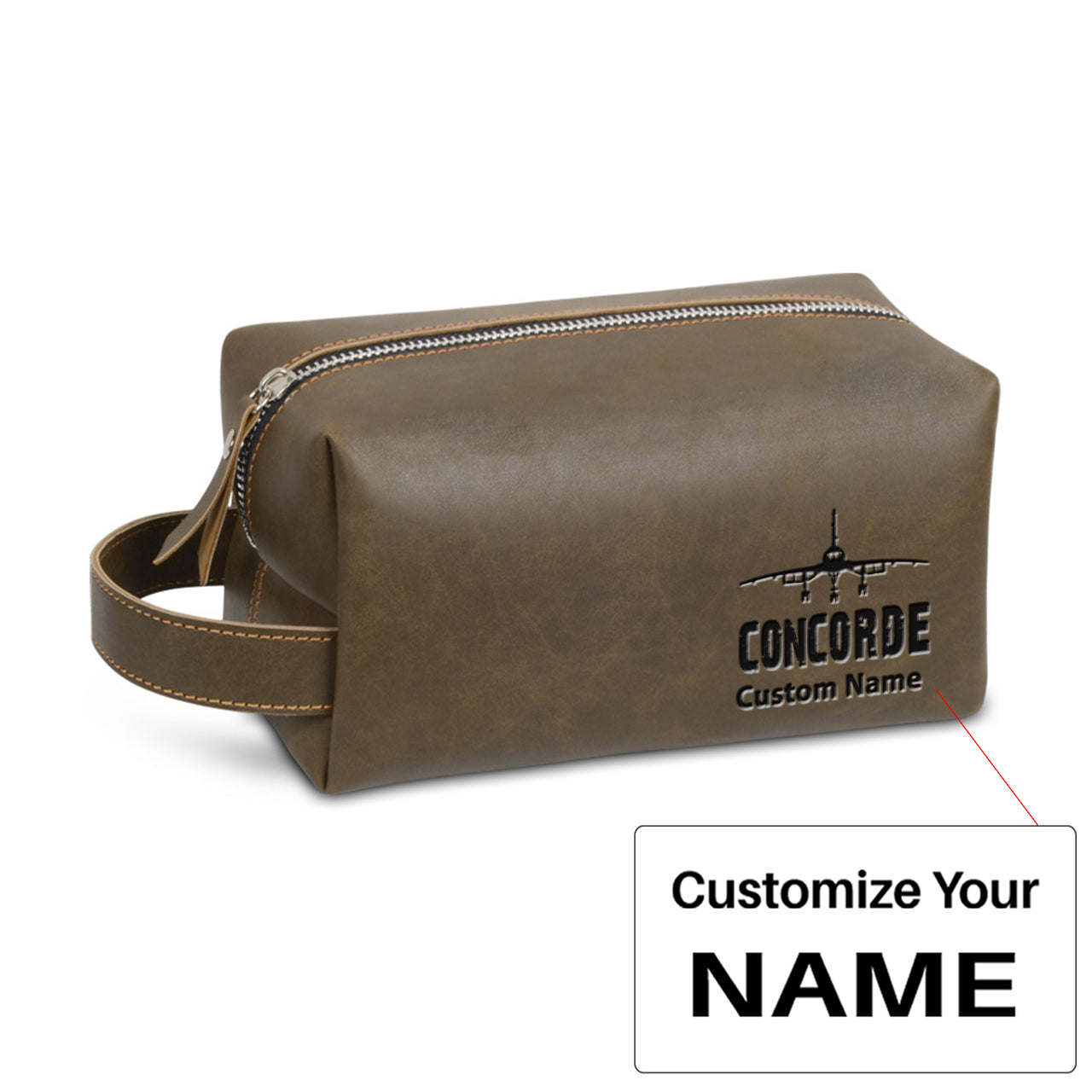 Concorde & Plane Designed Leather Clutch Toiletry Bag