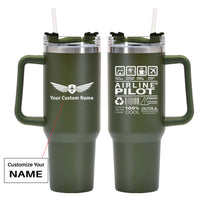 Thumbnail for Airline Pilot Label Designed 40oz Stainless Steel Car Mug With Holder