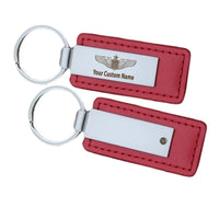 Thumbnail for Custom Name (US Air Force & Star) Faux Leather Key Chains