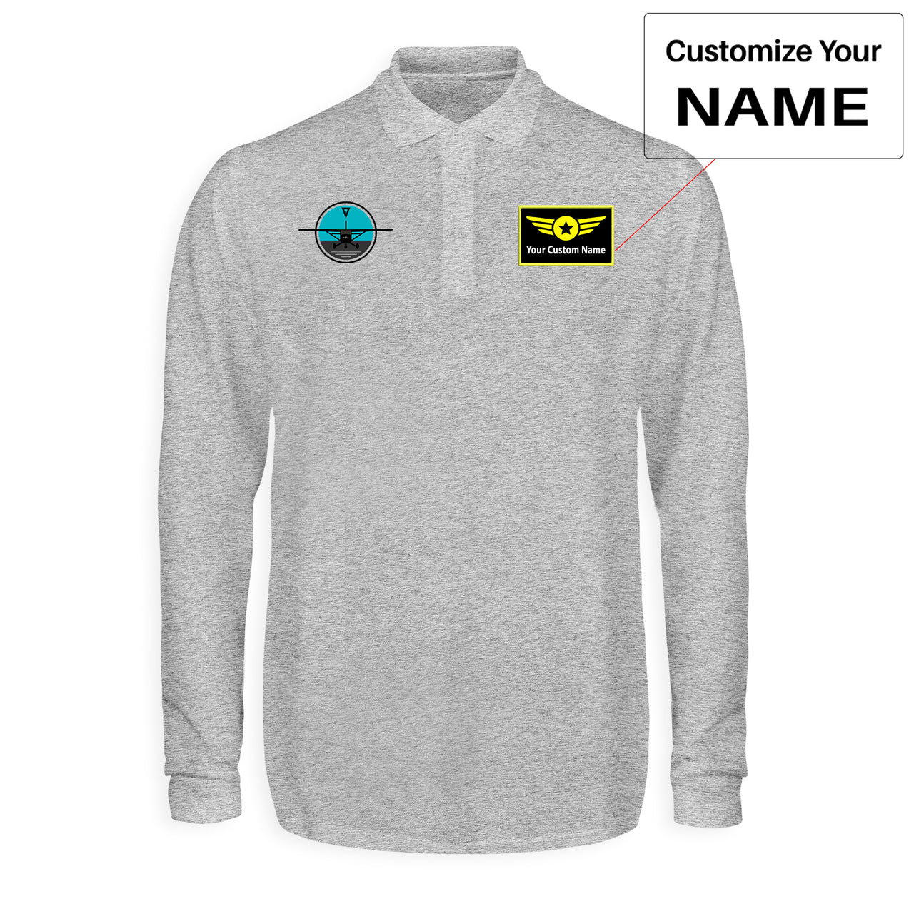 Cessna & Gyro Designed Long Sleeve Polo T-Shirts