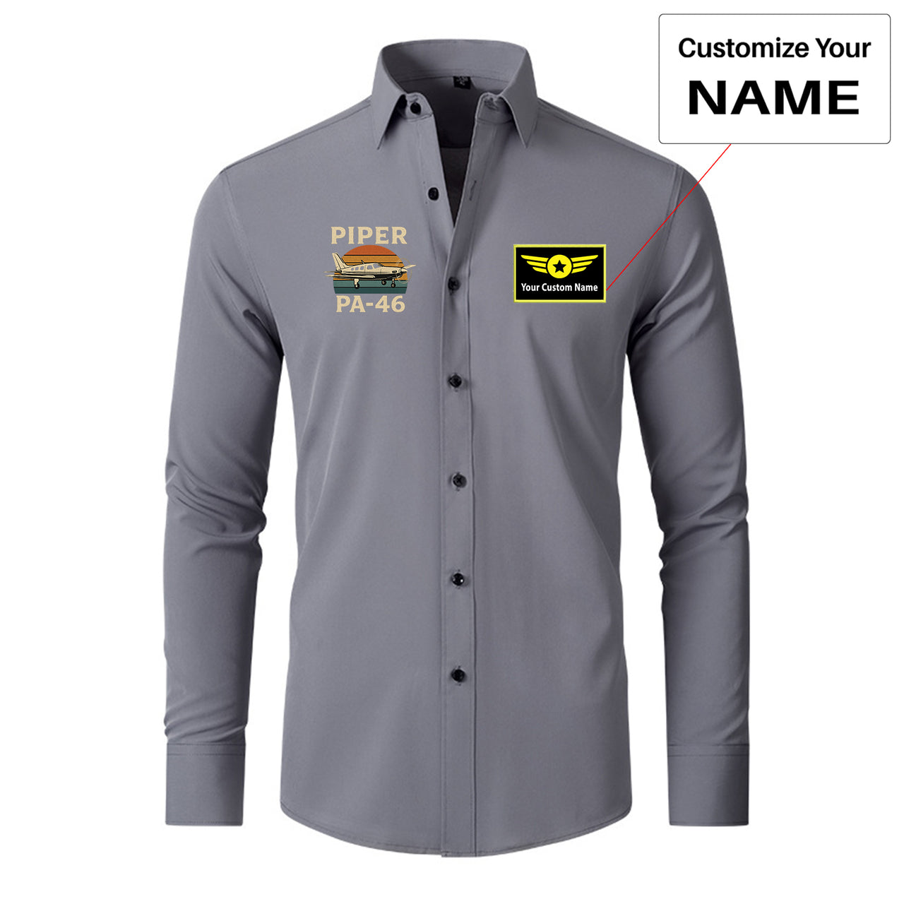 Retro Piper PA-46 Designed Long Sleeve Shirts