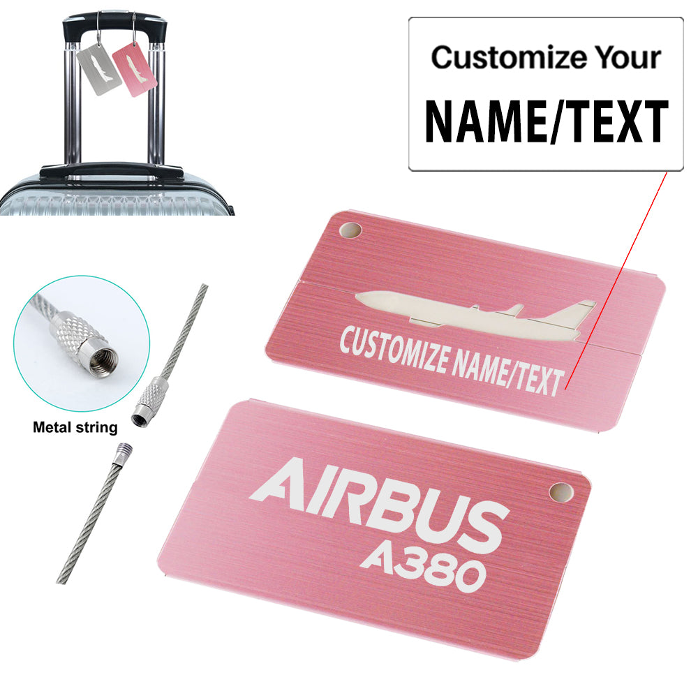 Airbus A380 & Text Designed Aluminum Airplane Luggage Tags