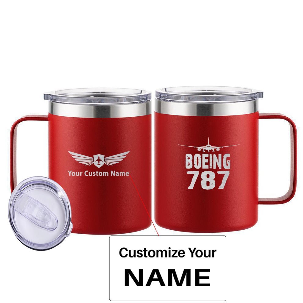 Boeing 787 & Plane Designed Stainless Steel Laser Engraved Mugs