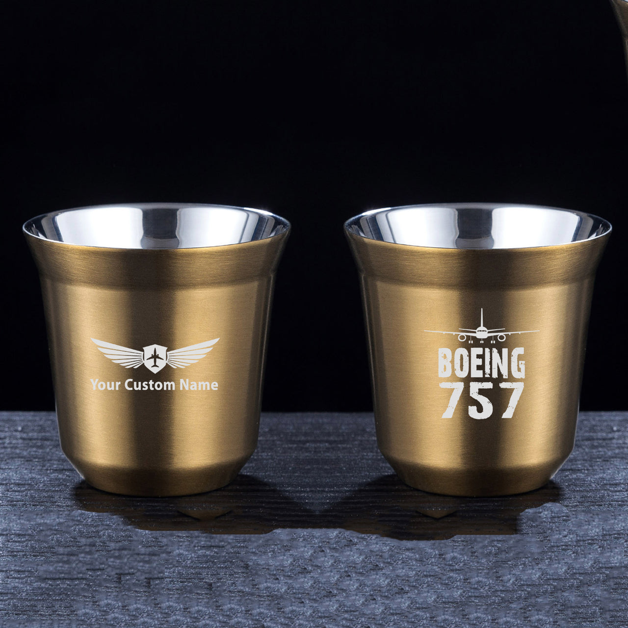 Boeing 757 & Plane Designed Double Wall Stainless Steel Coffee Mugs