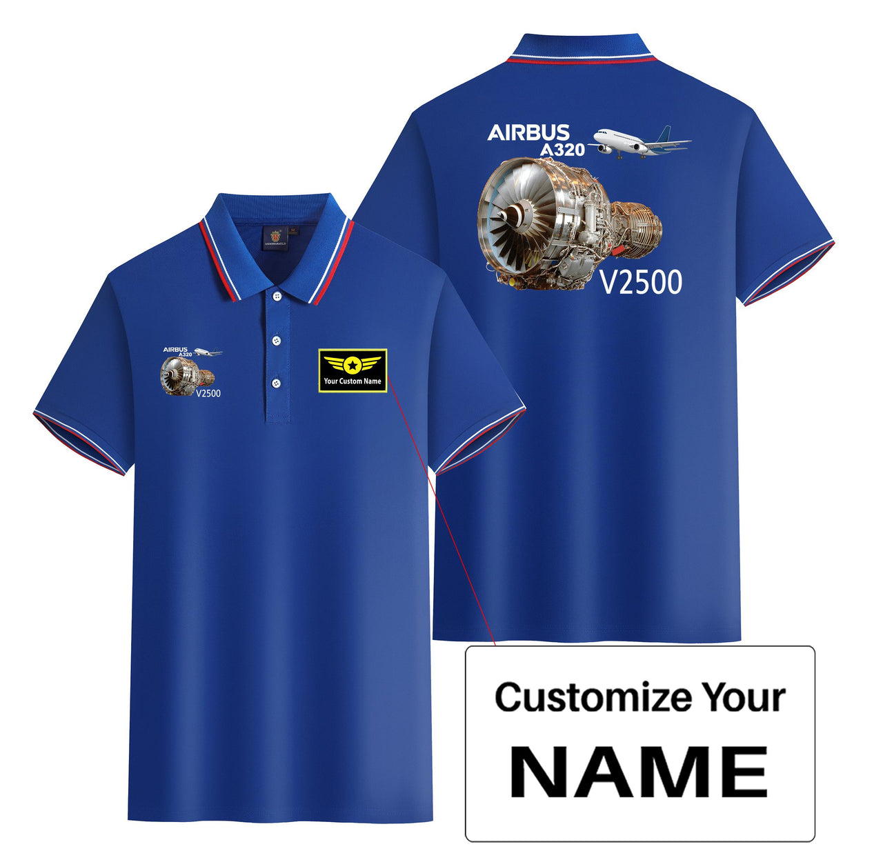 Airbus A320 & V2500 Engine Designed Stylish Polo T-Shirts (Double-Side)