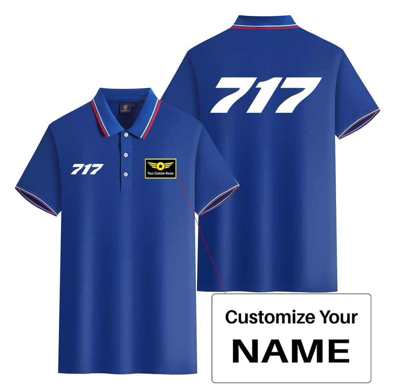 717 Flat Text Designed Stylish Polo T-Shirts (Double-Side)