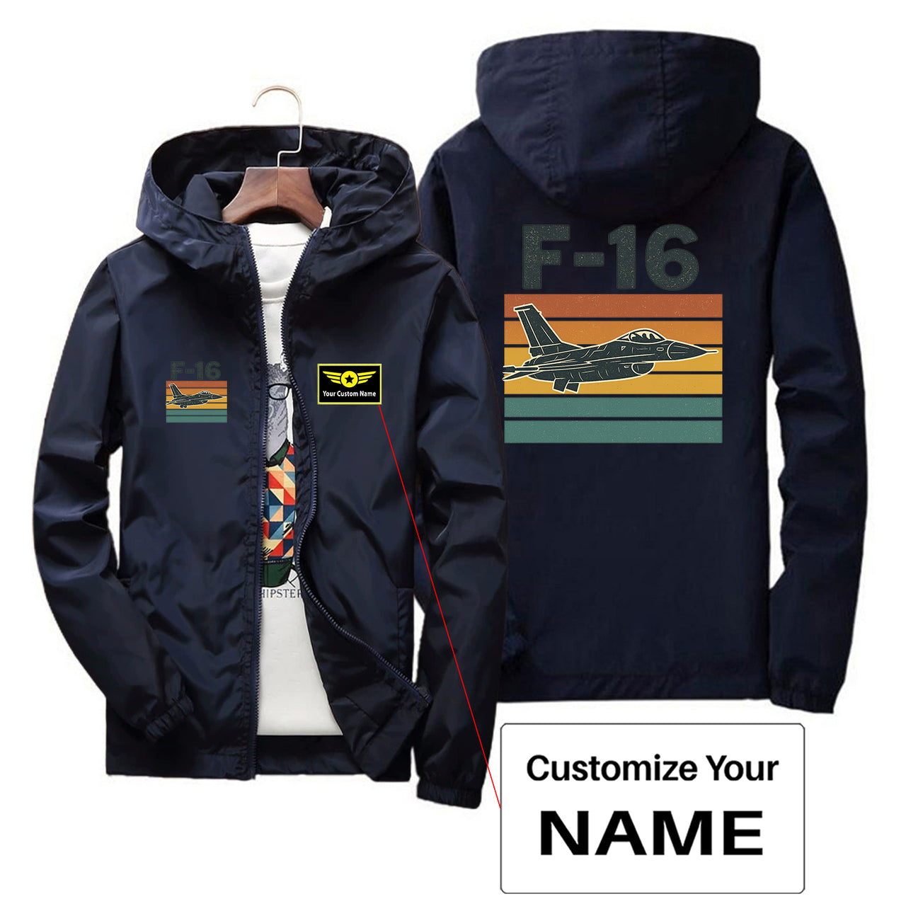 Retro Fighter Jet F16 Designed Thin Windbreaker Jackets