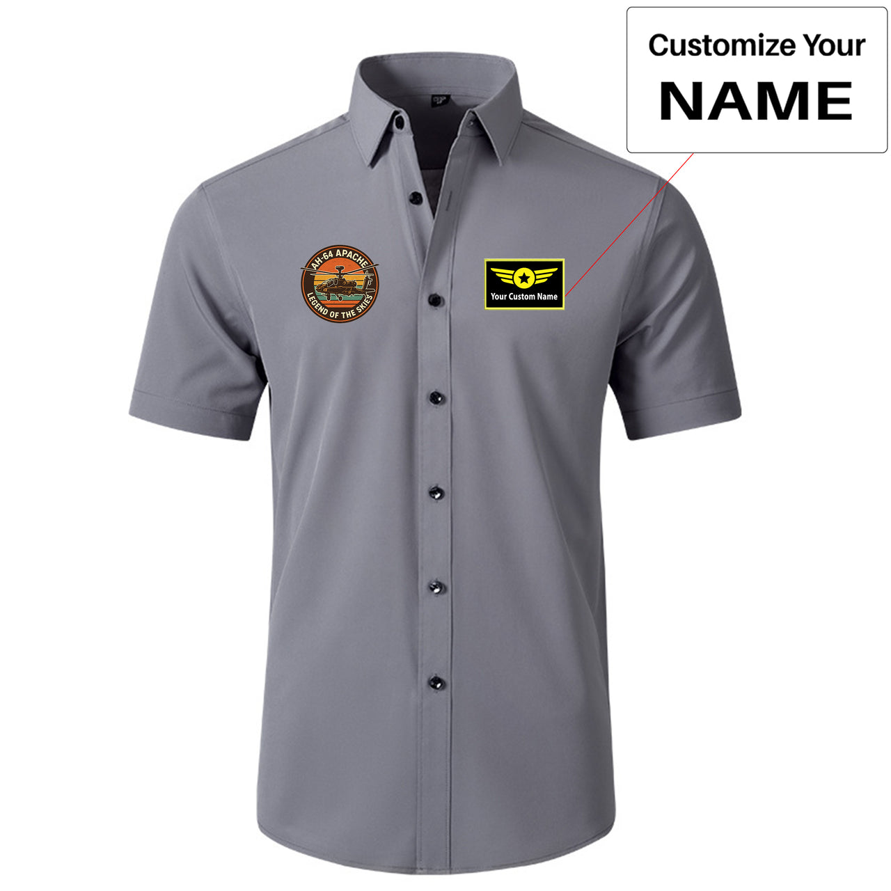 Retro Apache AH-64 Designed Short Sleeve Shirts