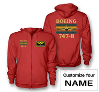 Thumbnail for Retro Boeign 747-8 Designed Zipped Hoodies