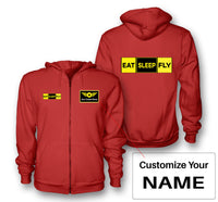 Thumbnail for Eat Sleep Fly (Colourful) Designed Zipped Hoodies