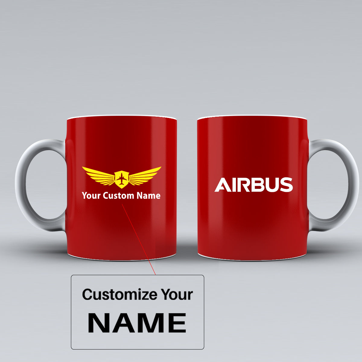 Airbus & Text Designed Ceramic White Mugs