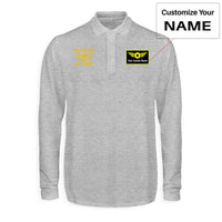 Thumbnail for Don't Disturb I'm Flying Designed Long Sleeve Polo T-Shirts