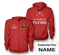 Thumbnail for I'D Rather Be Flying Designed Zipped Hoodies