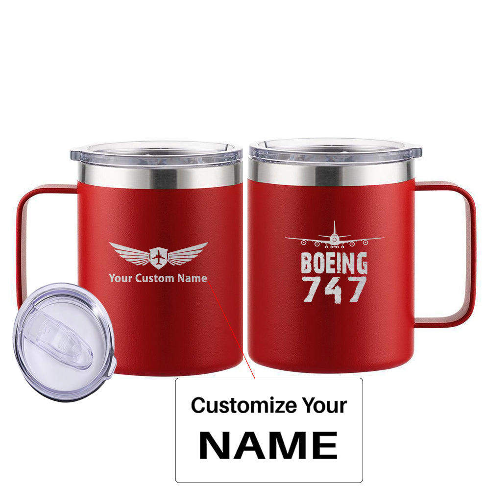 Boeing 747 & Plane Designed Stainless Steel Laser Engraved Mugs