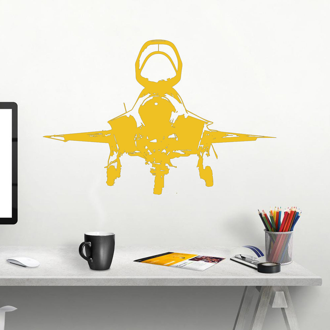 Face to Face with Fighter Jet 35 Designed Wall Sticker