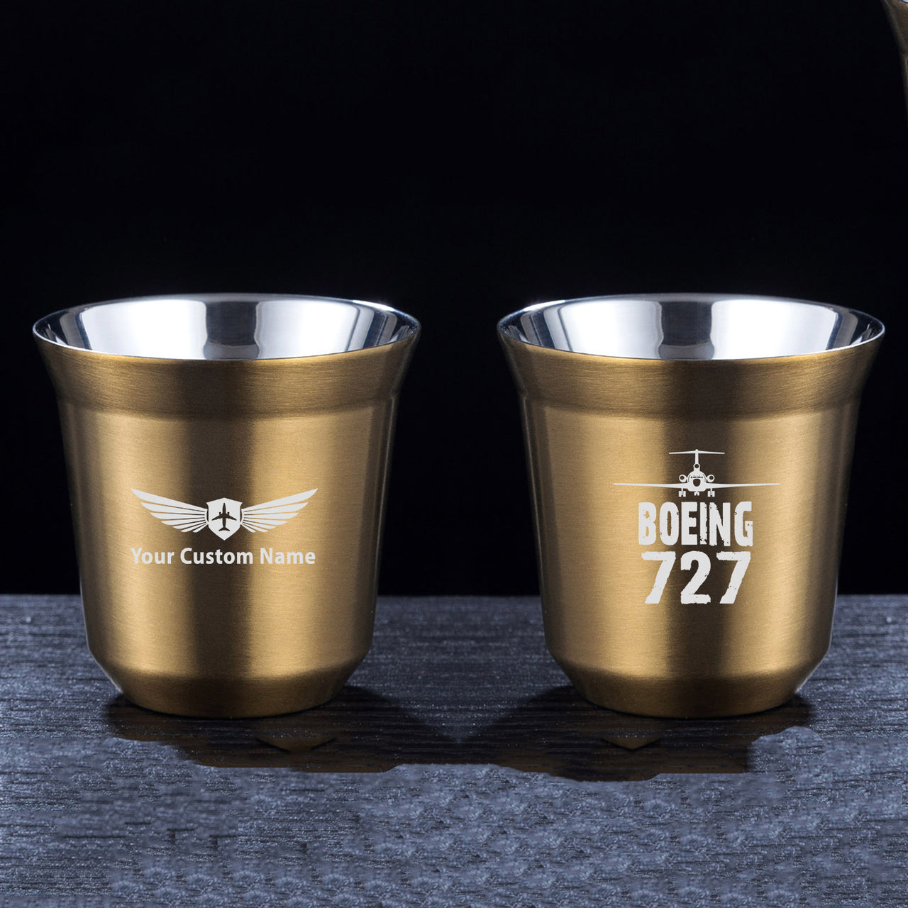 Boeing 727 & Plane Designed Double Wall Stainless Steel Coffee Mugs