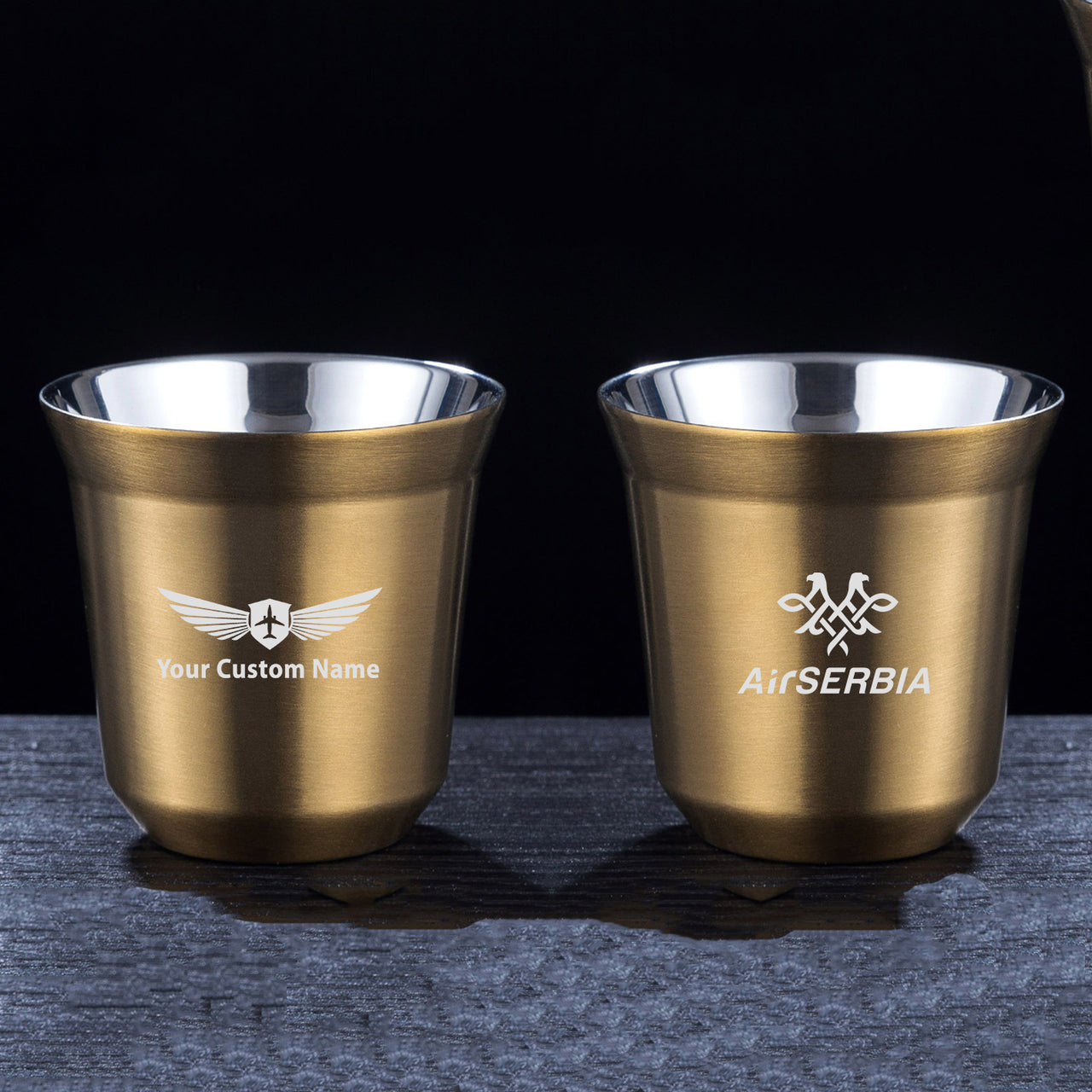 Air Serbia Airlines Designed Double Wall Stainless Steel Coffee Mugs