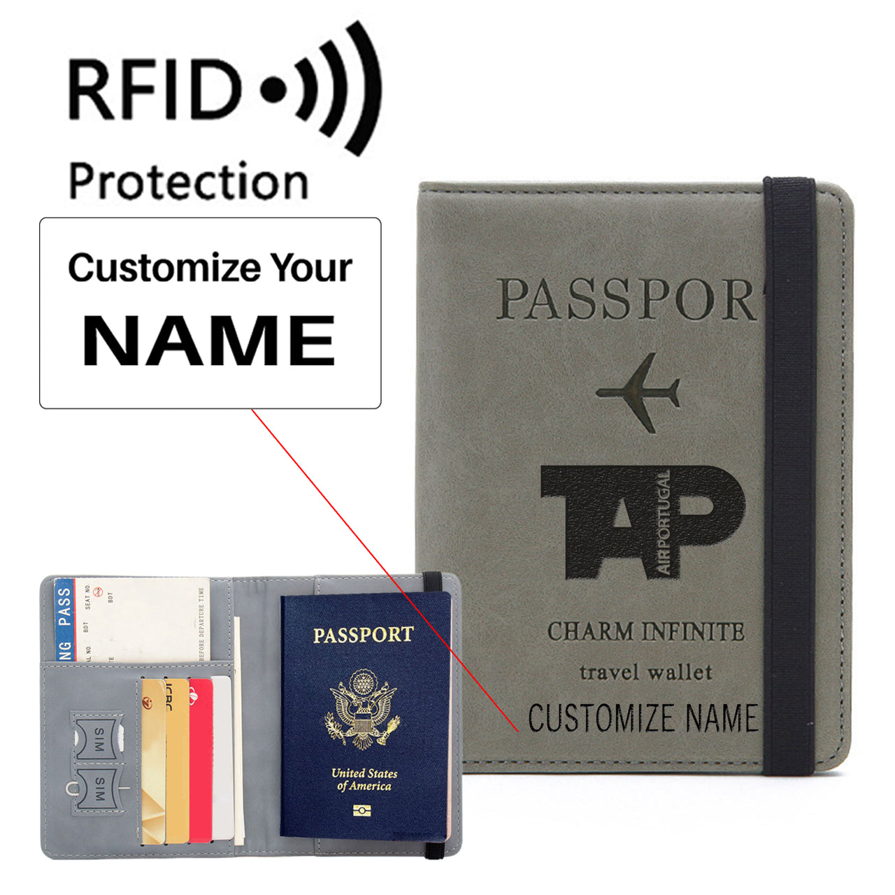 TAP Portugal Airlines Designed Passport Cover Travel Wallet Passport Holder