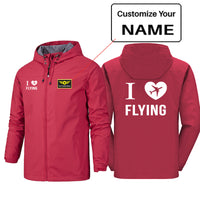 Thumbnail for I Love Flying Designed Rain Jackets & Windbreakers