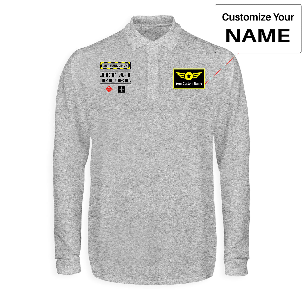Jet Fuel Only Designed Long Sleeve Polo T-Shirts