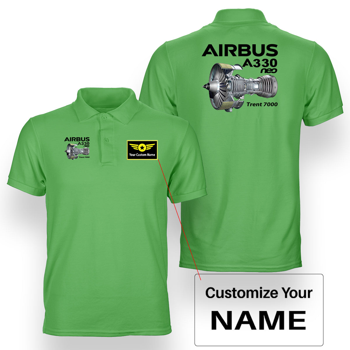 Airbus A330neo & Trent 7000 Designed Double Side Polo T-Shirts