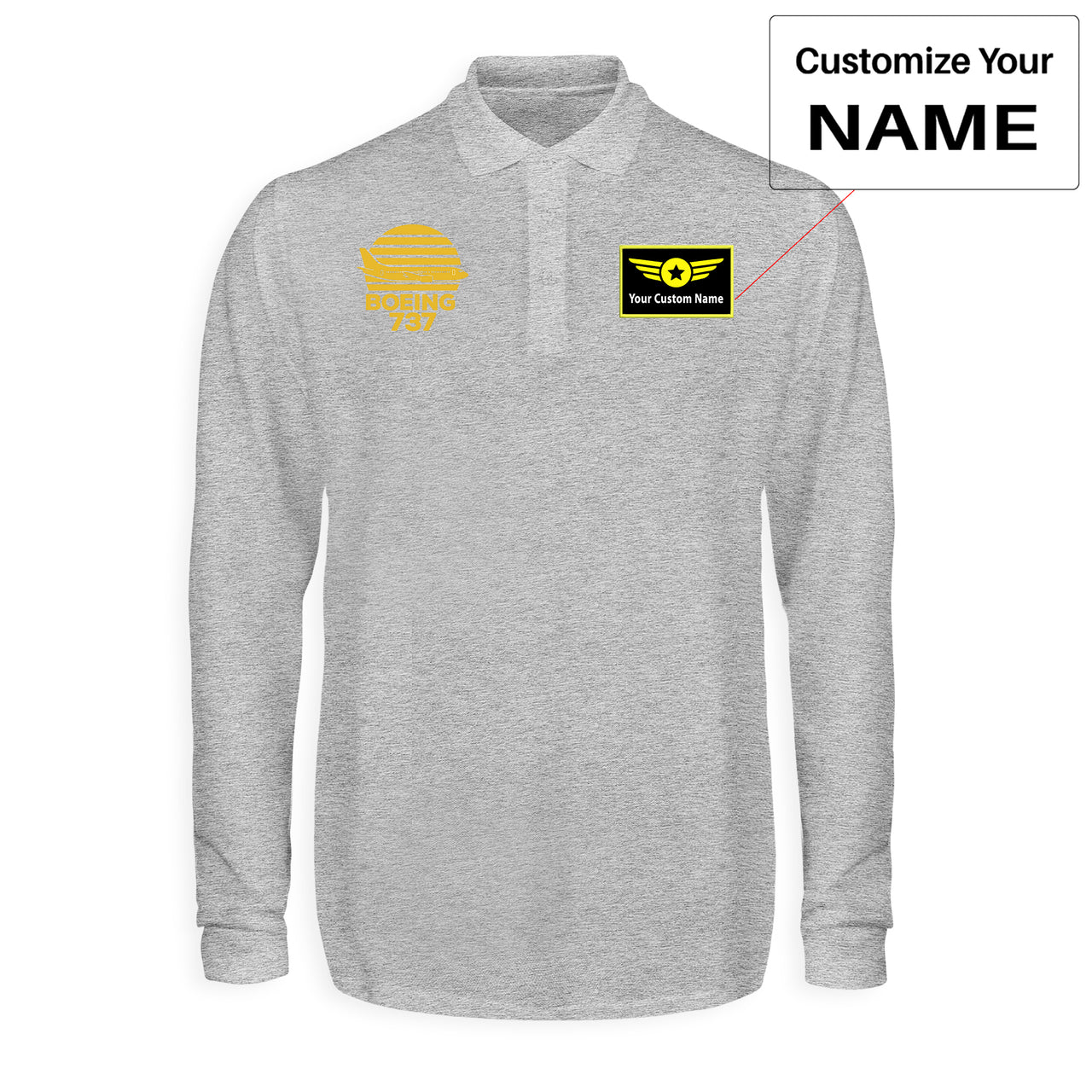 Retro Boeing 737 Designed Long Sleeve Polo T-Shirts