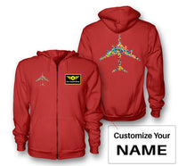 Thumbnail for Colourful Airplane Designed Zipped Hoodies