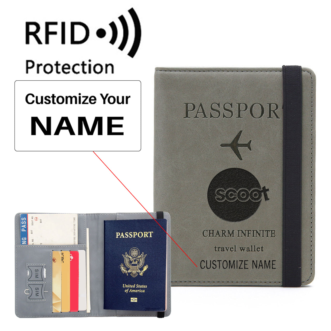 Scoot Airlines Designed Passport Cover Travel Wallet Passport Holder