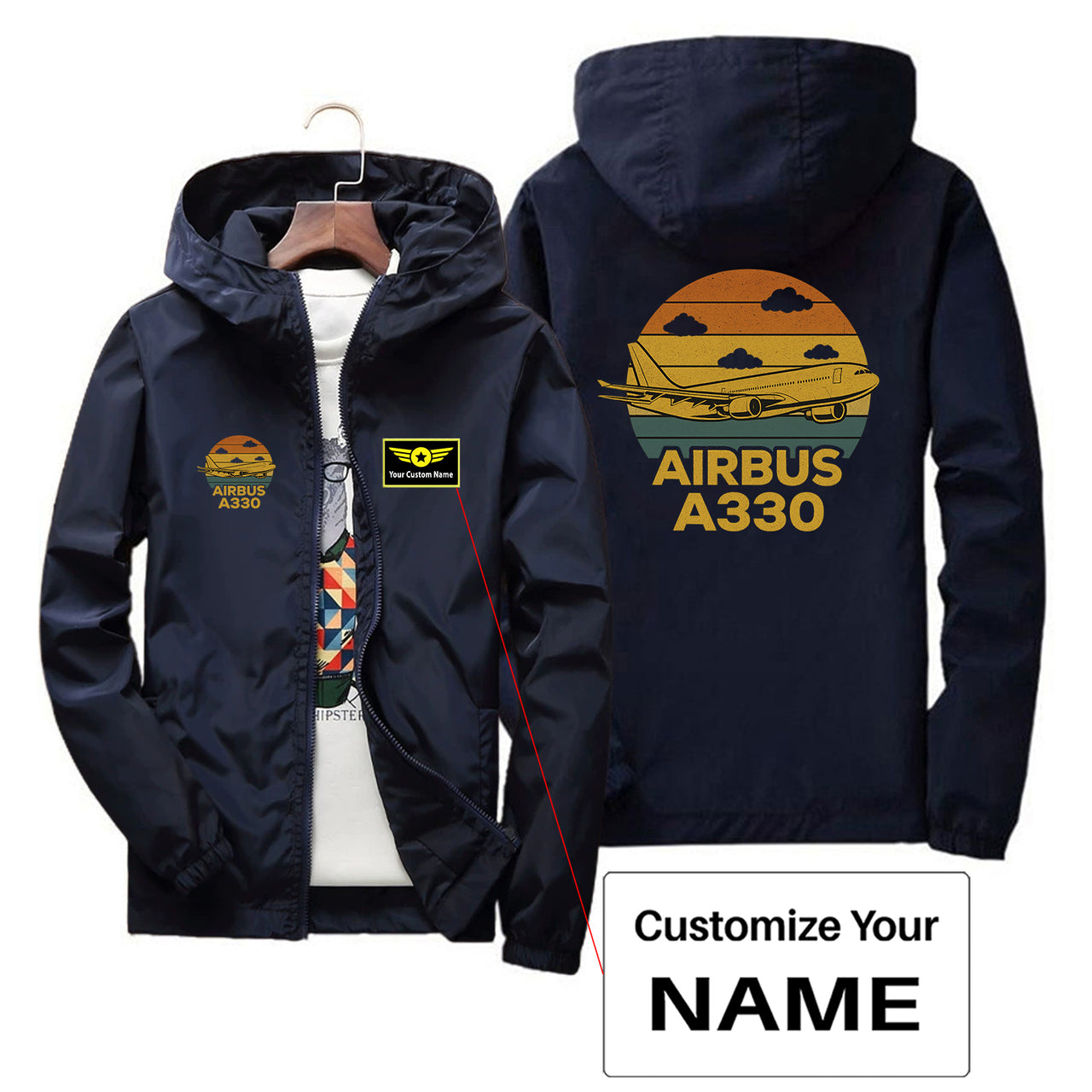 Retro Airbus A330 Designed Thin Windbreaker Jackets