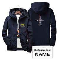 Thumbnail for Airplane Shape Aviation Alphabet Designed Thin Windbreaker Jackets