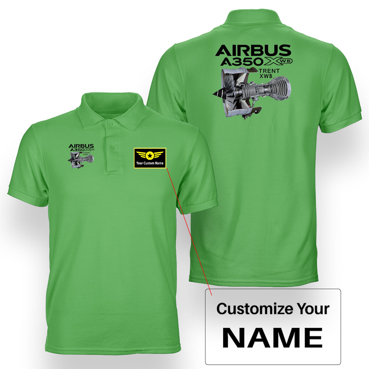 Airbus A350 & Trent Wxb Engine Designed Double Side Polo T-Shirts