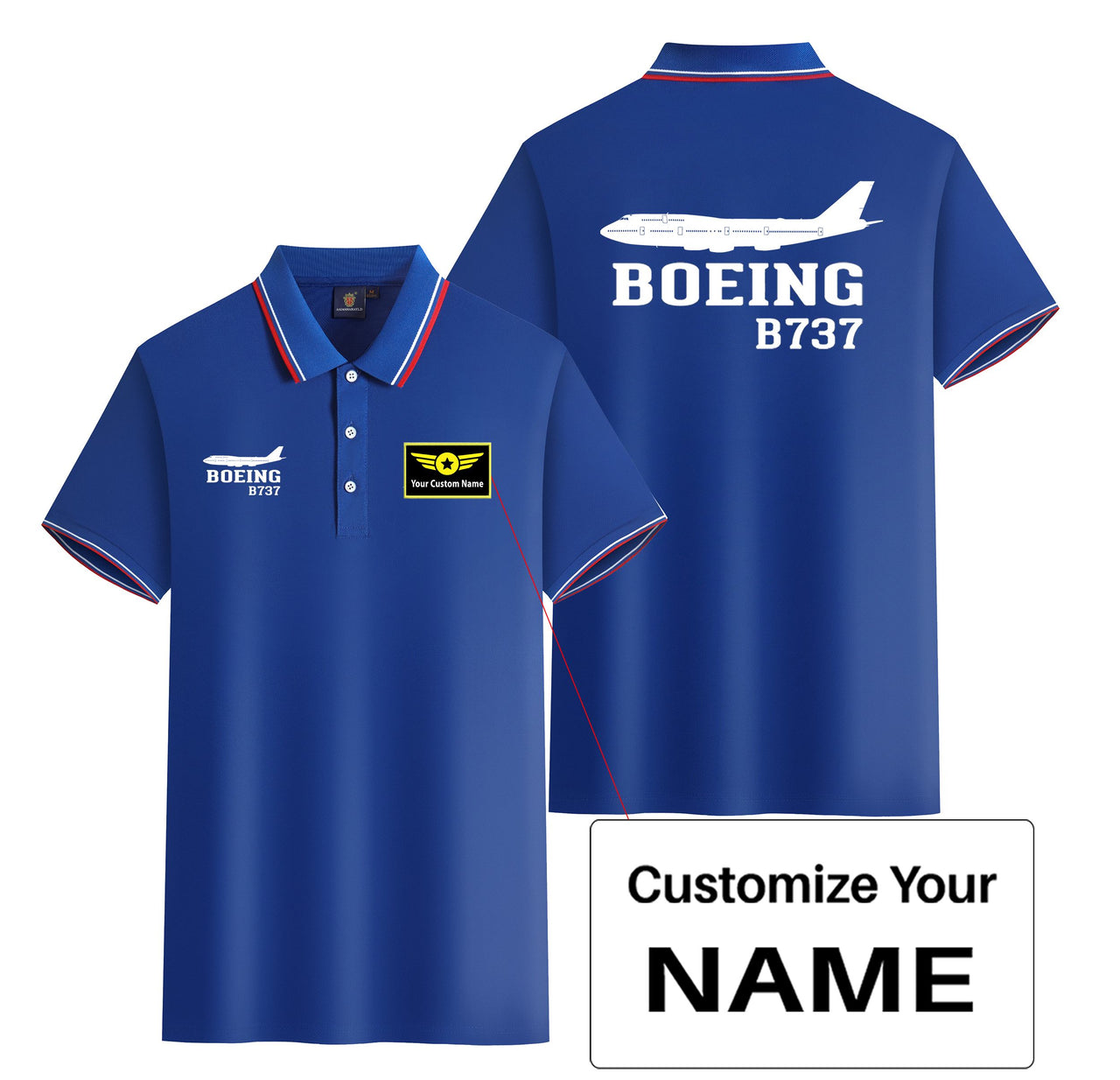 Boeing 737 Printed Designed Stylish Polo T-Shirts (Double-Side)