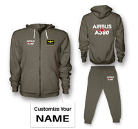 Thumbnail for Amazing Airbus A380 Designed Zipped Hoodies & Sweatpants Set