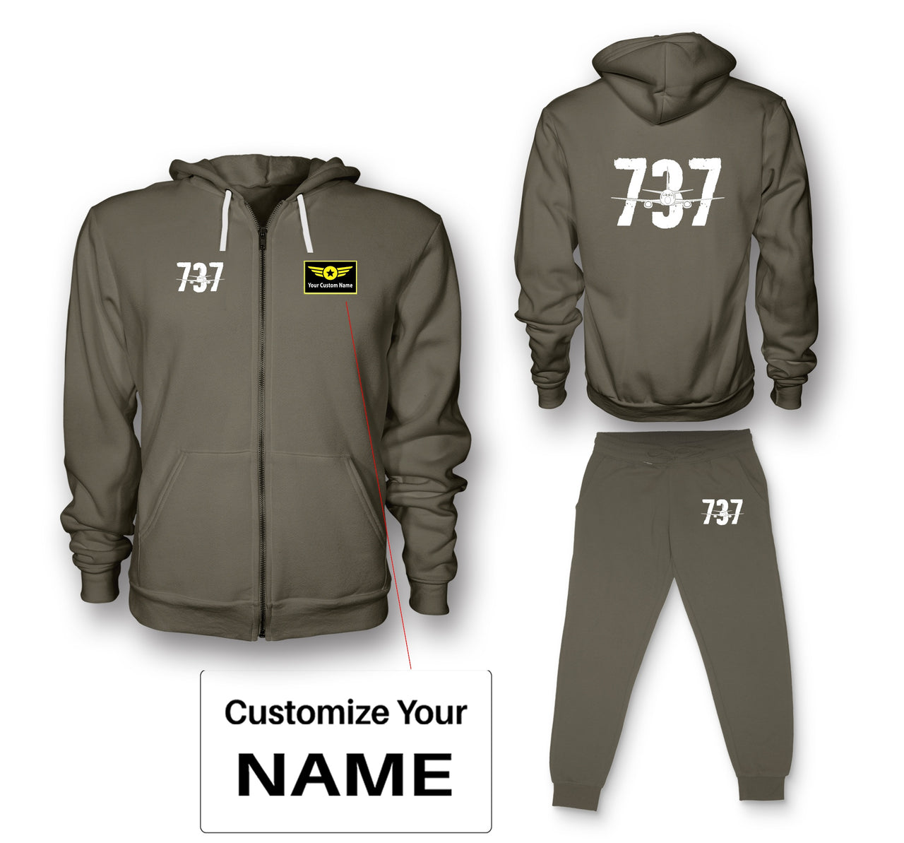 Boeing 737 Designed Designed Zipped Hoodies & Sweatpants Set