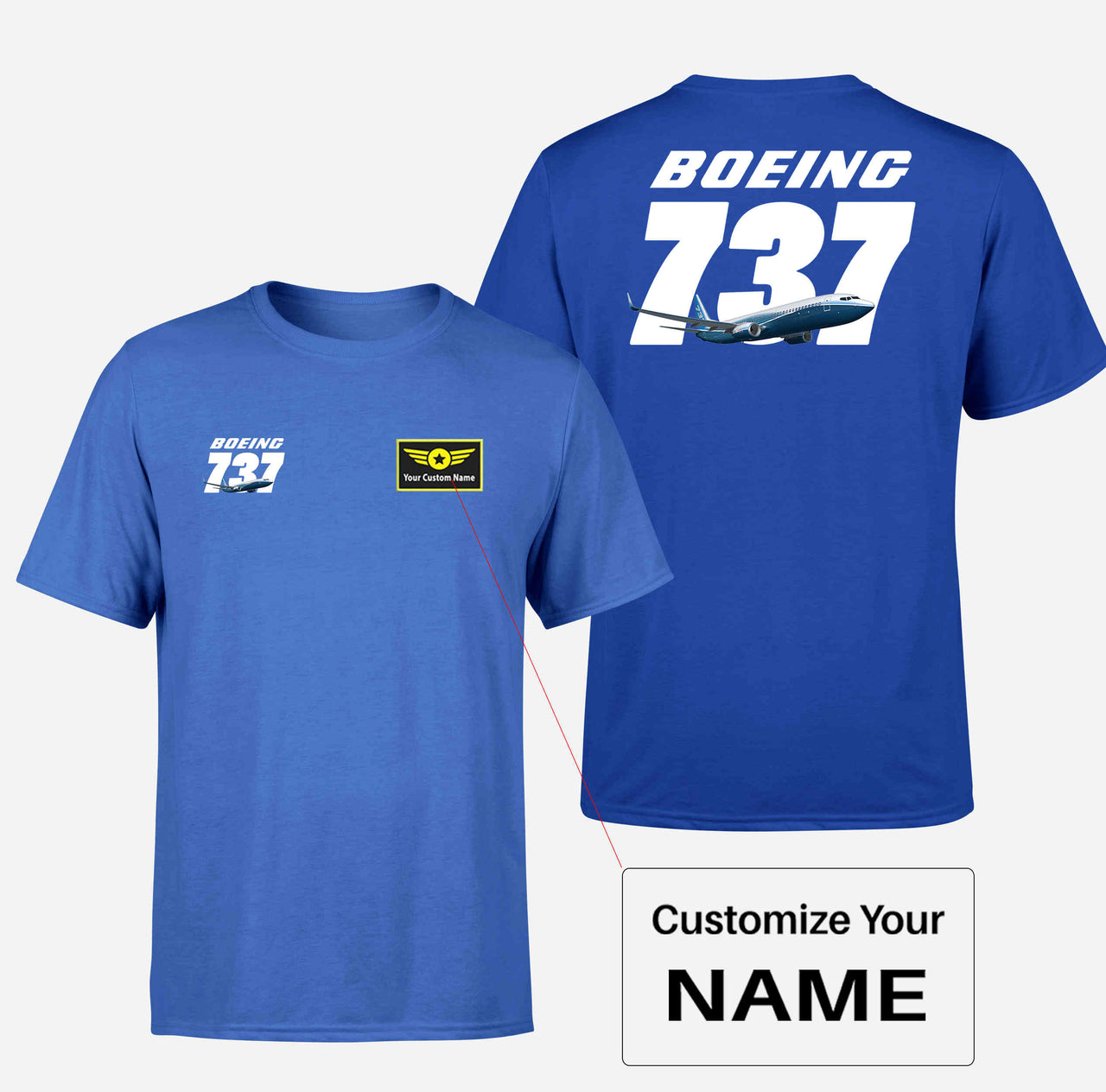 Super Boeing 737+Text Designed Double-Side T-Shirts
