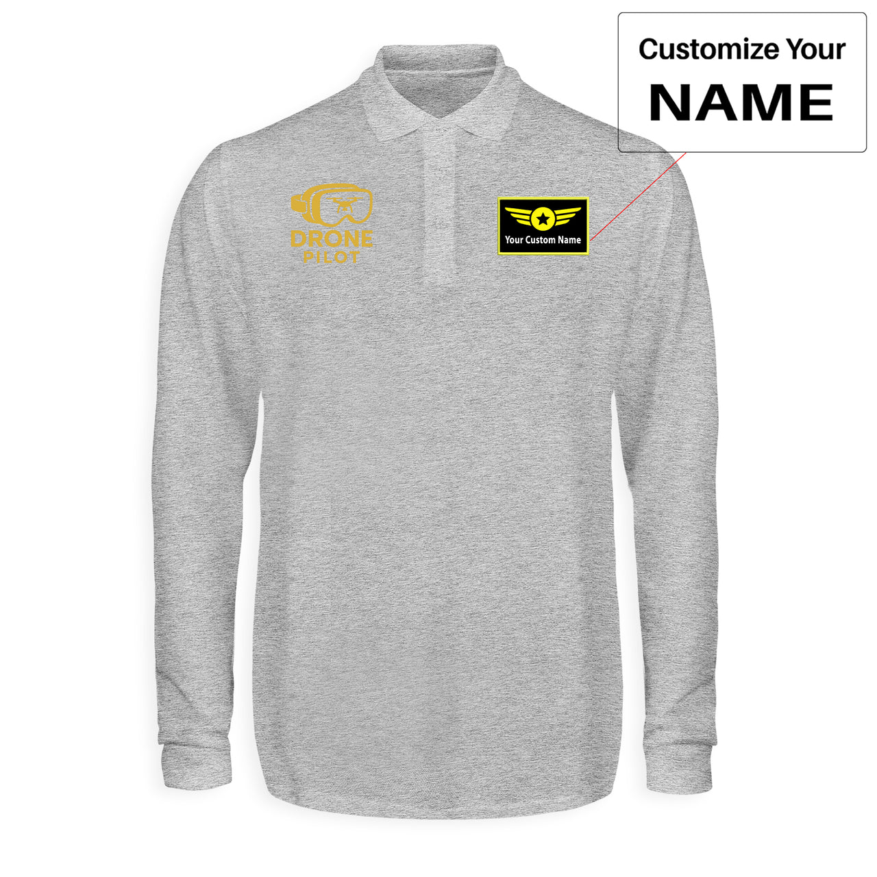 Googles & Drone Pilot Designed Long Sleeve Polo T-Shirts