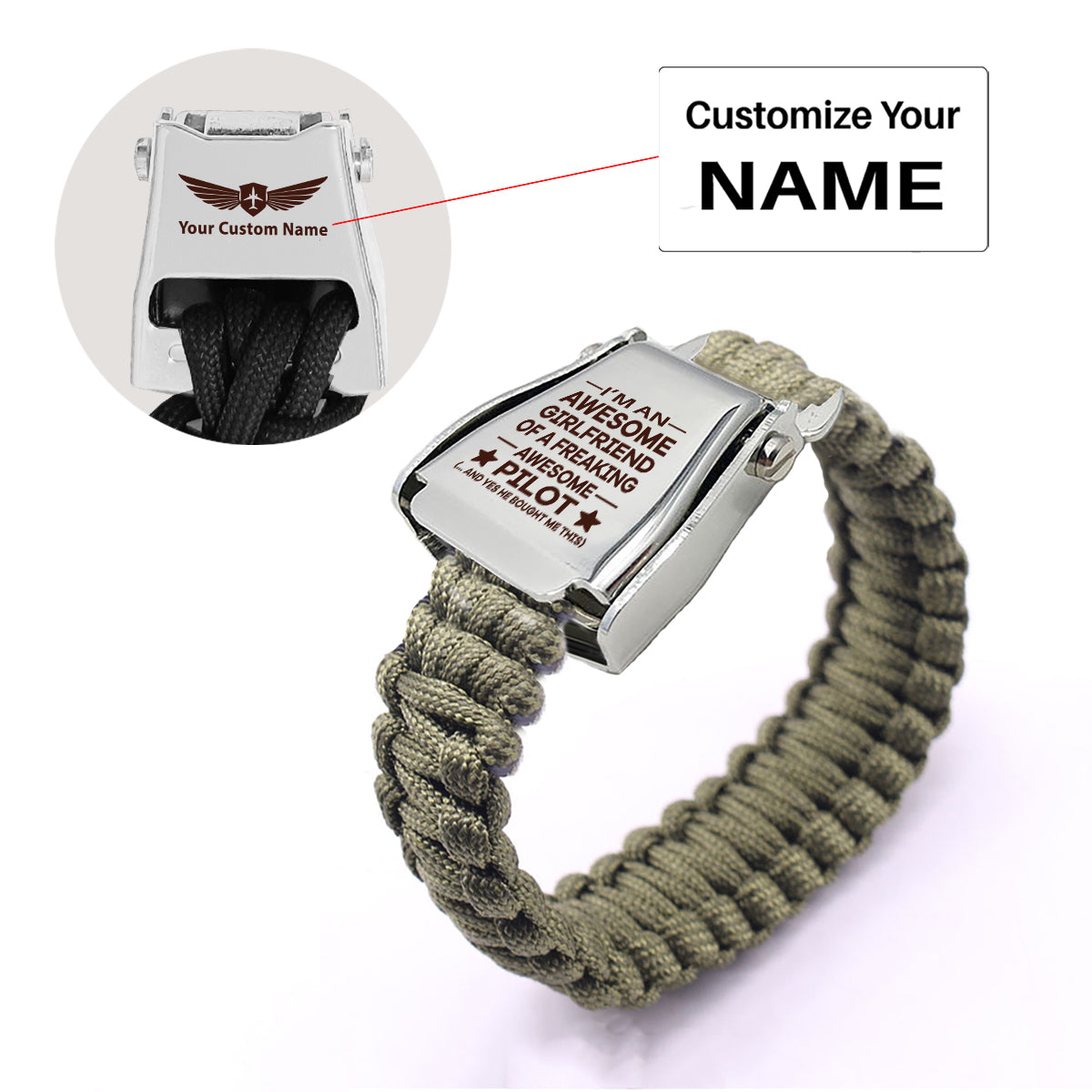 I am an Awesome Girlfriend Design Airplane Seat Belt Bracelet