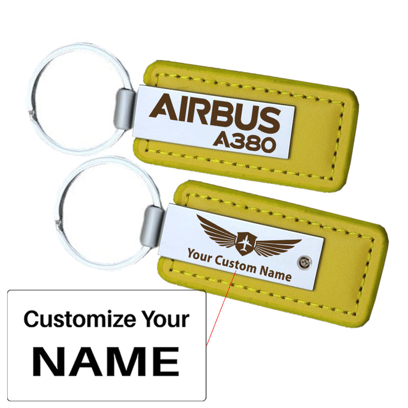 Airbus A380 & Text Faux Leather Key Chains