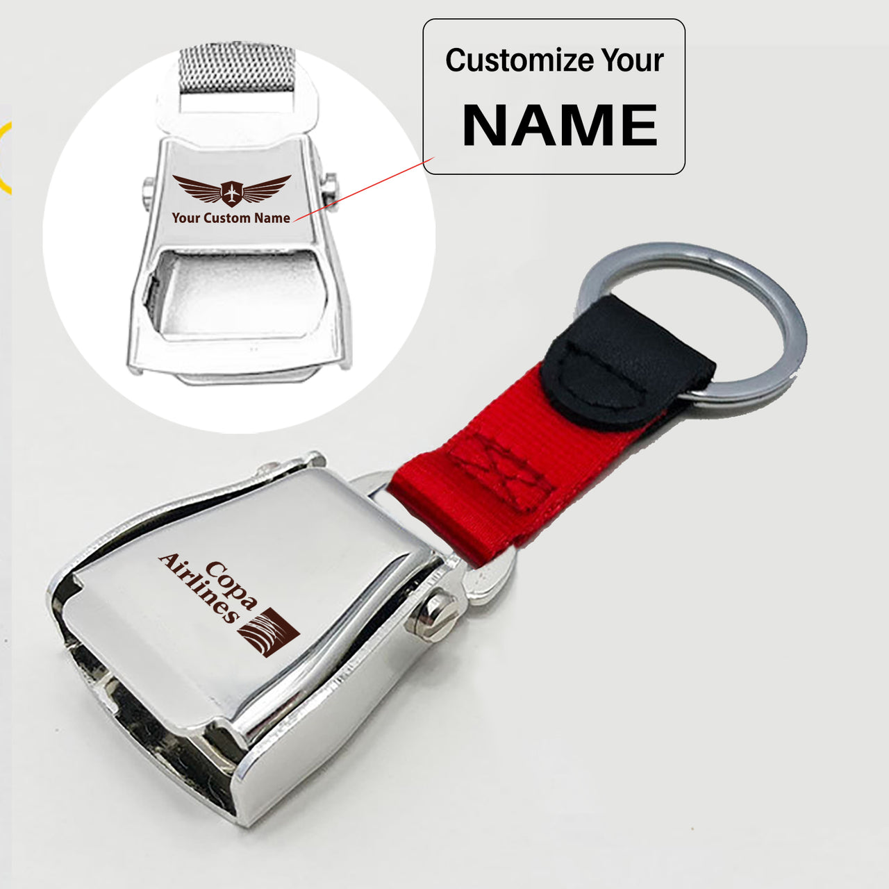Copa Airlines Designed Airplane Seat Belt Key Chains