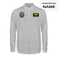 Thumbnail for Aviation Finger Print Designed Long Sleeve Polo T-Shirts