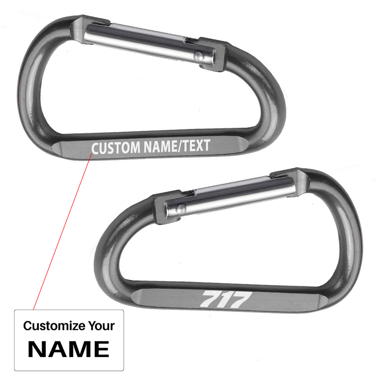717 Flat Text Designed Aluminum Alloy Carabiner Key chains
