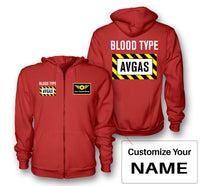 Thumbnail for Blood Type AVGAS Designed Zipped Hoodies